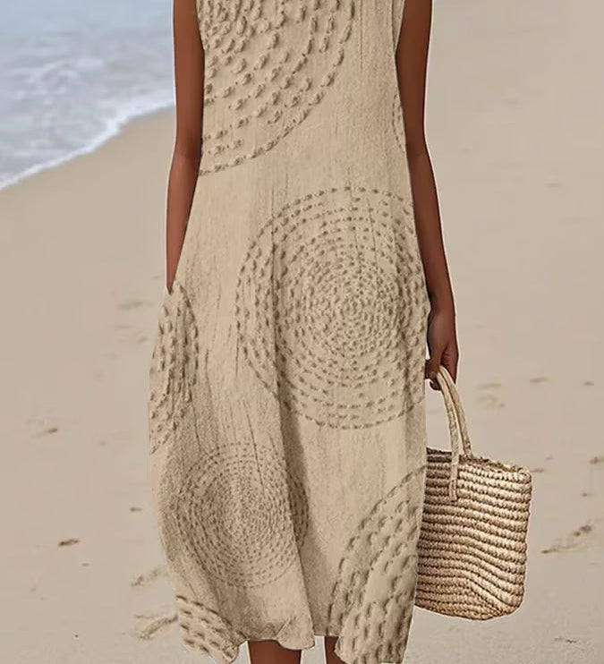 Anne - Robe Maxi Sans Manches Texturée