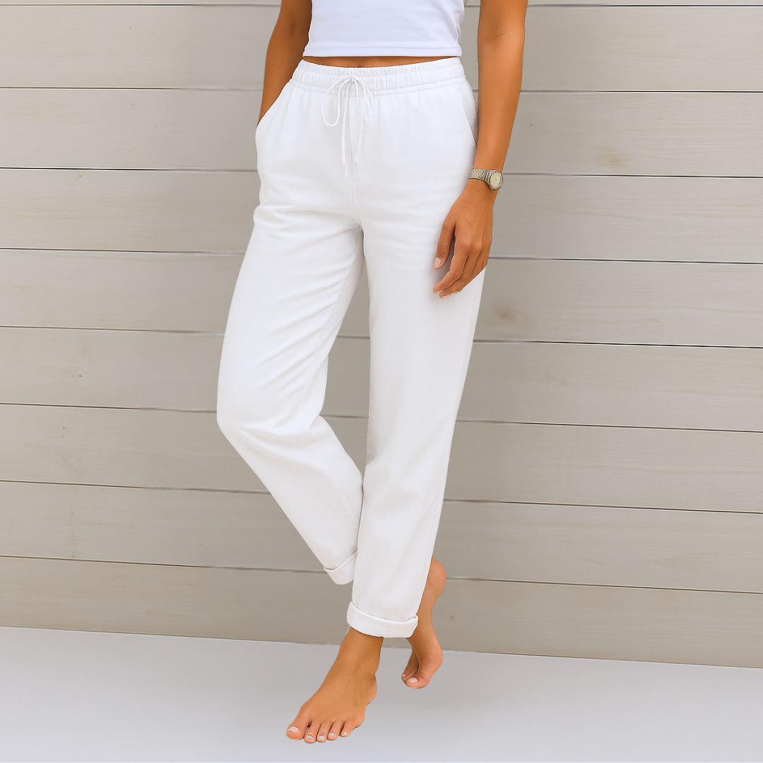 Sarah - Pantalons élastiques en lin Premium
