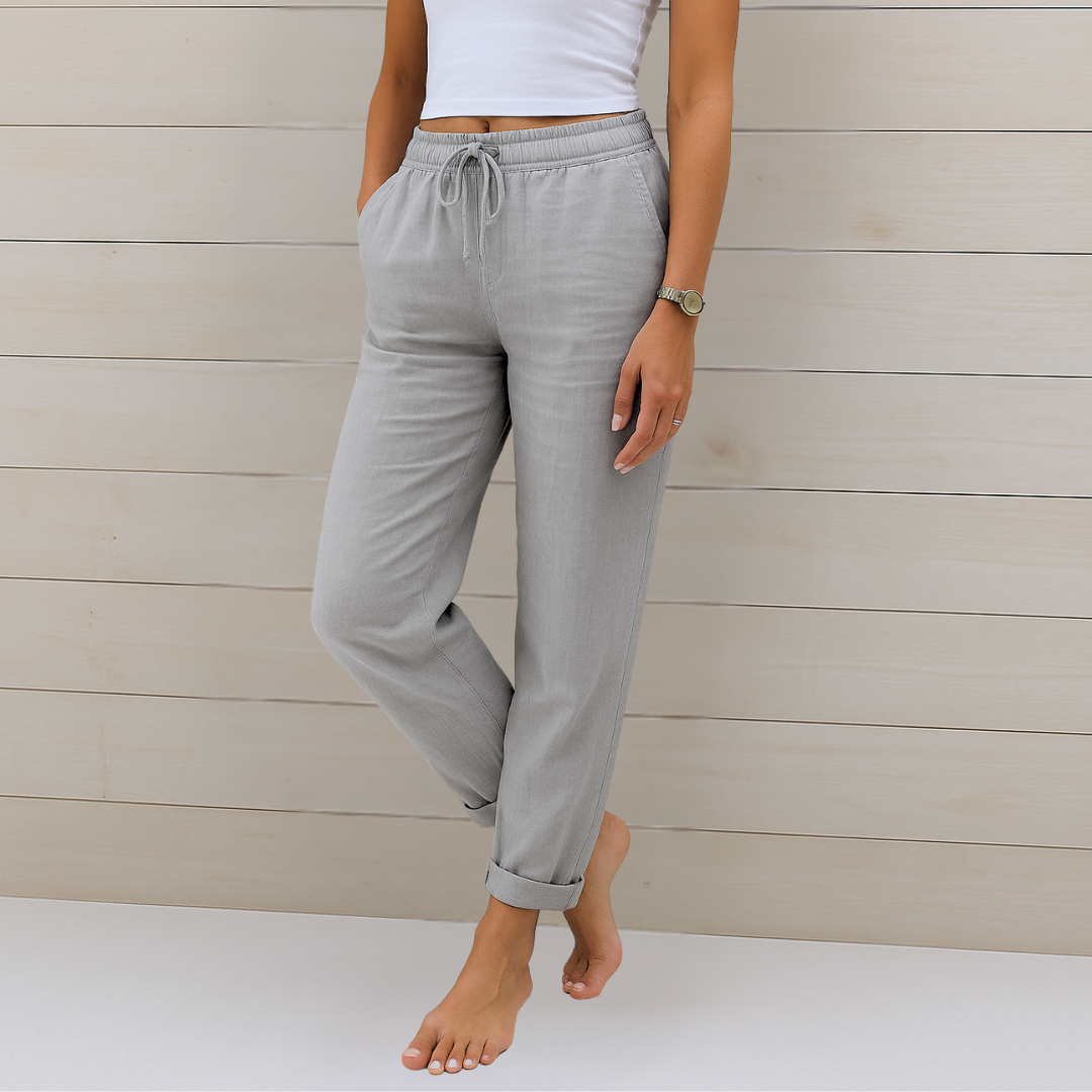 Sarah - Pantalons élastiques en lin Premium