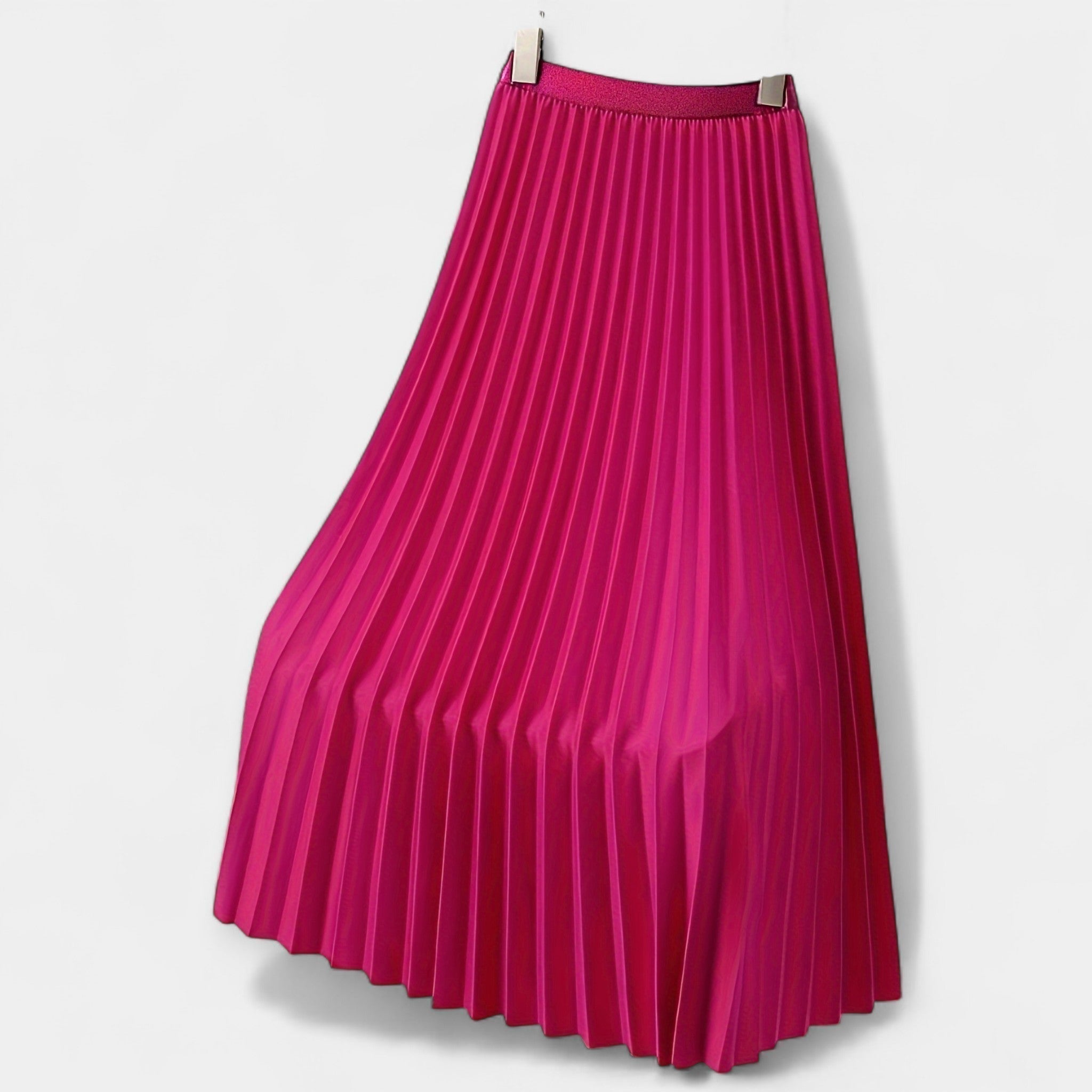 Jupe Longue Plissée en Satin