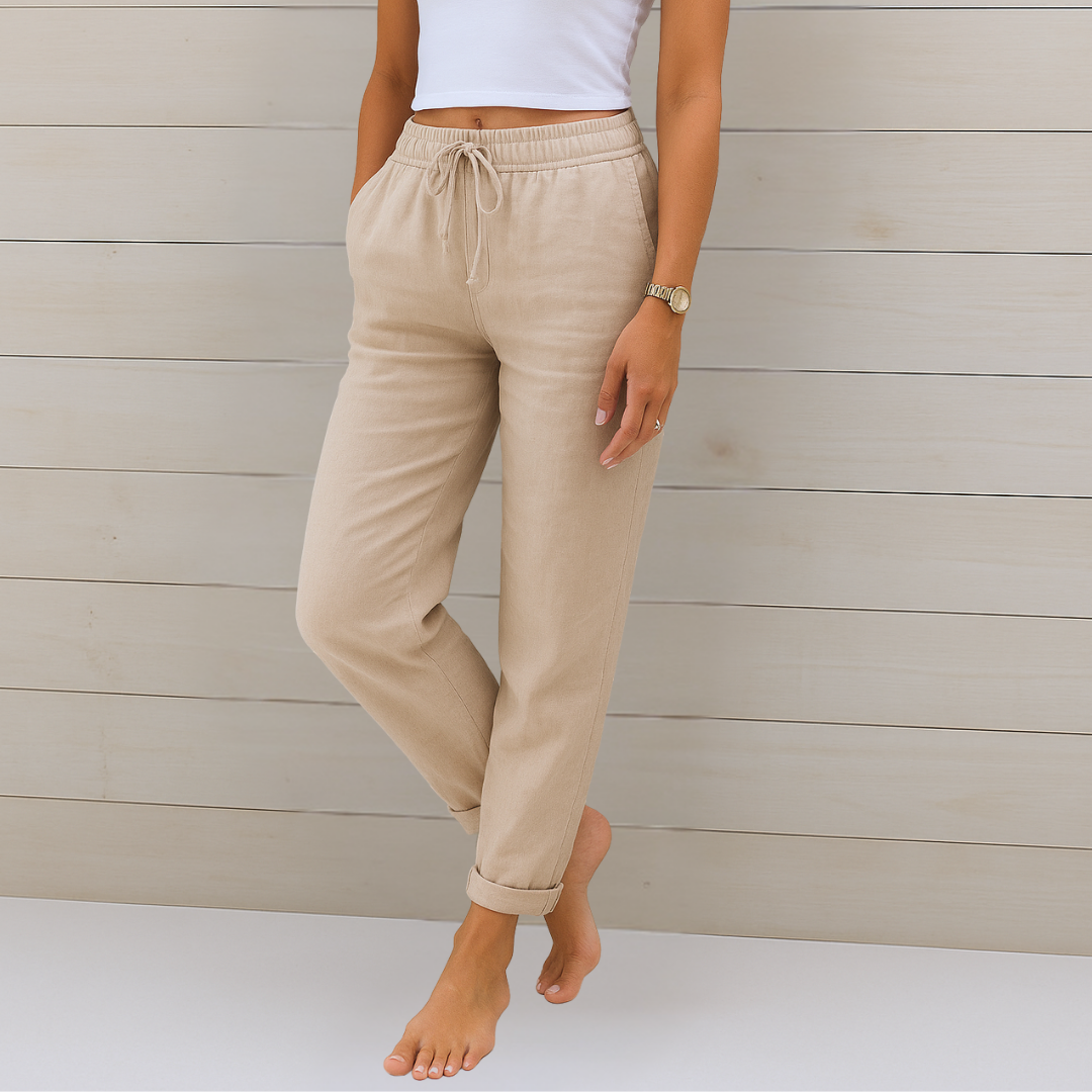 Sarah - Pantalons élastiques en lin Premium