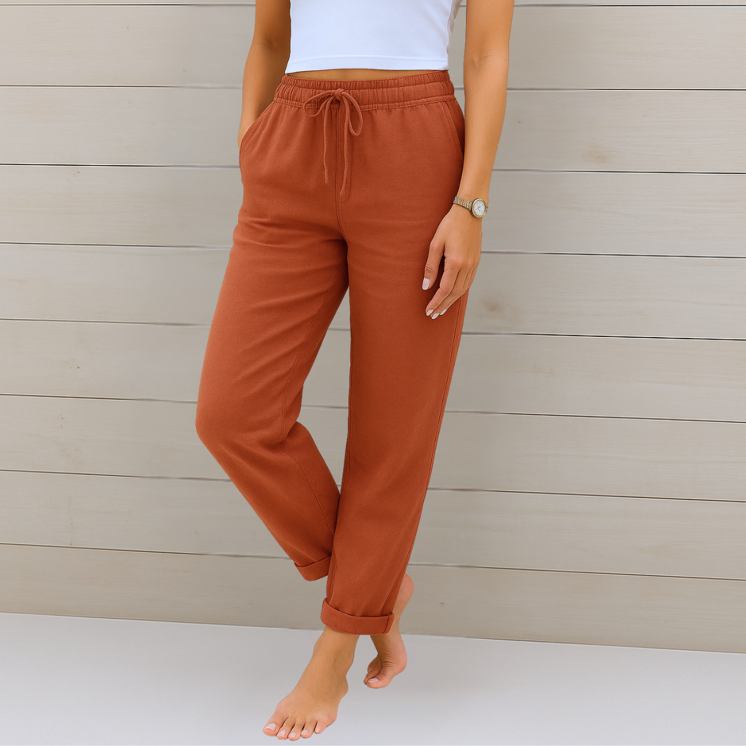 Sarah - Pantalons élastiques en lin Premium