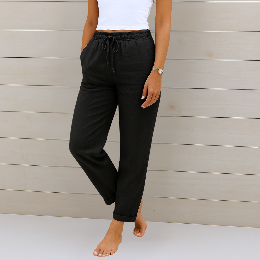 Sarah - Pantalons élastiques en lin Premium