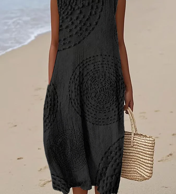 Anne - Robe Maxi Sans Manches Texturée
