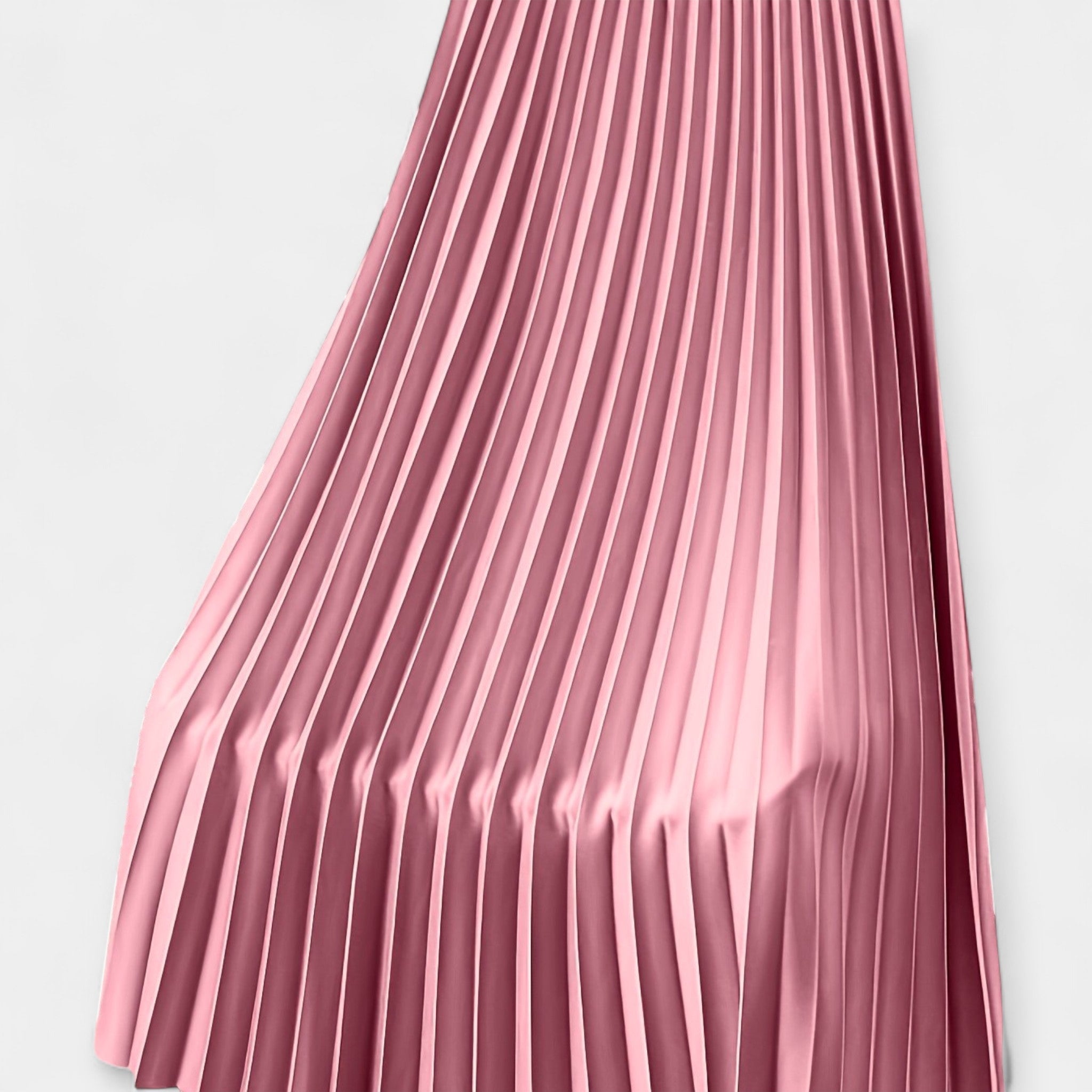 Jupe Longue Plissée en Satin