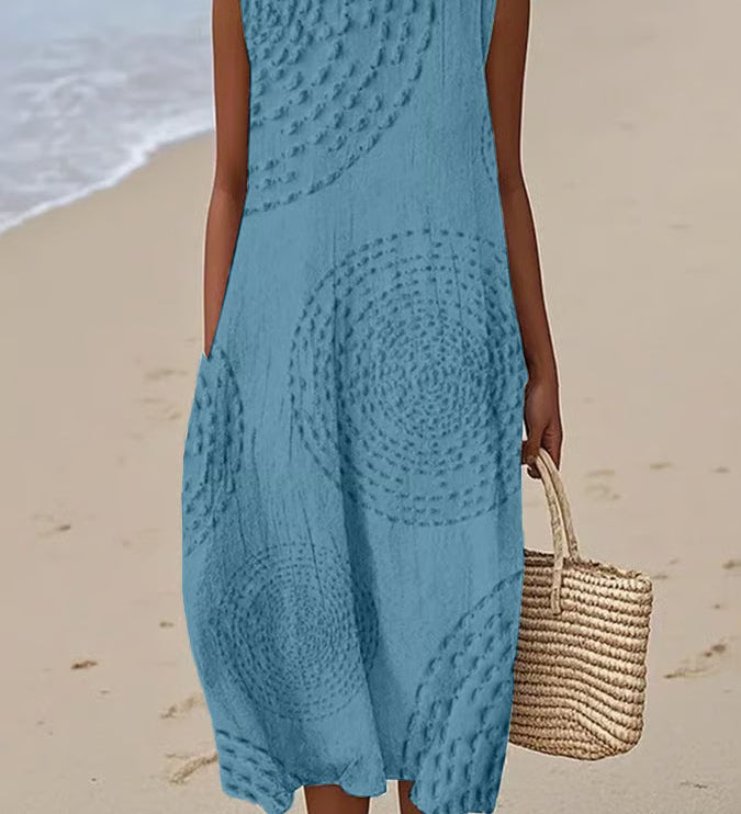 Anne - Robe Maxi Sans Manches Texturée