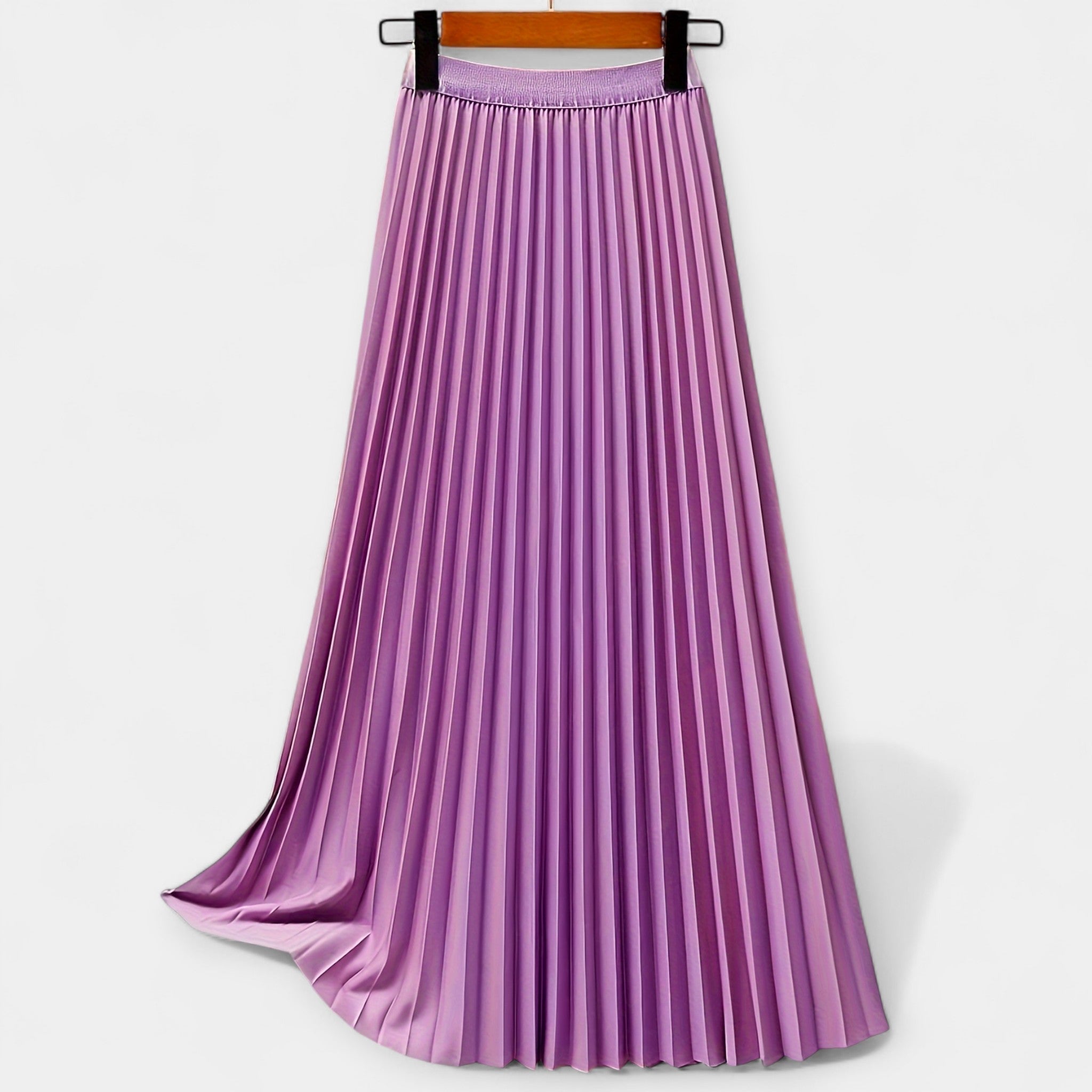 Jupe Longue Plissée en Satin