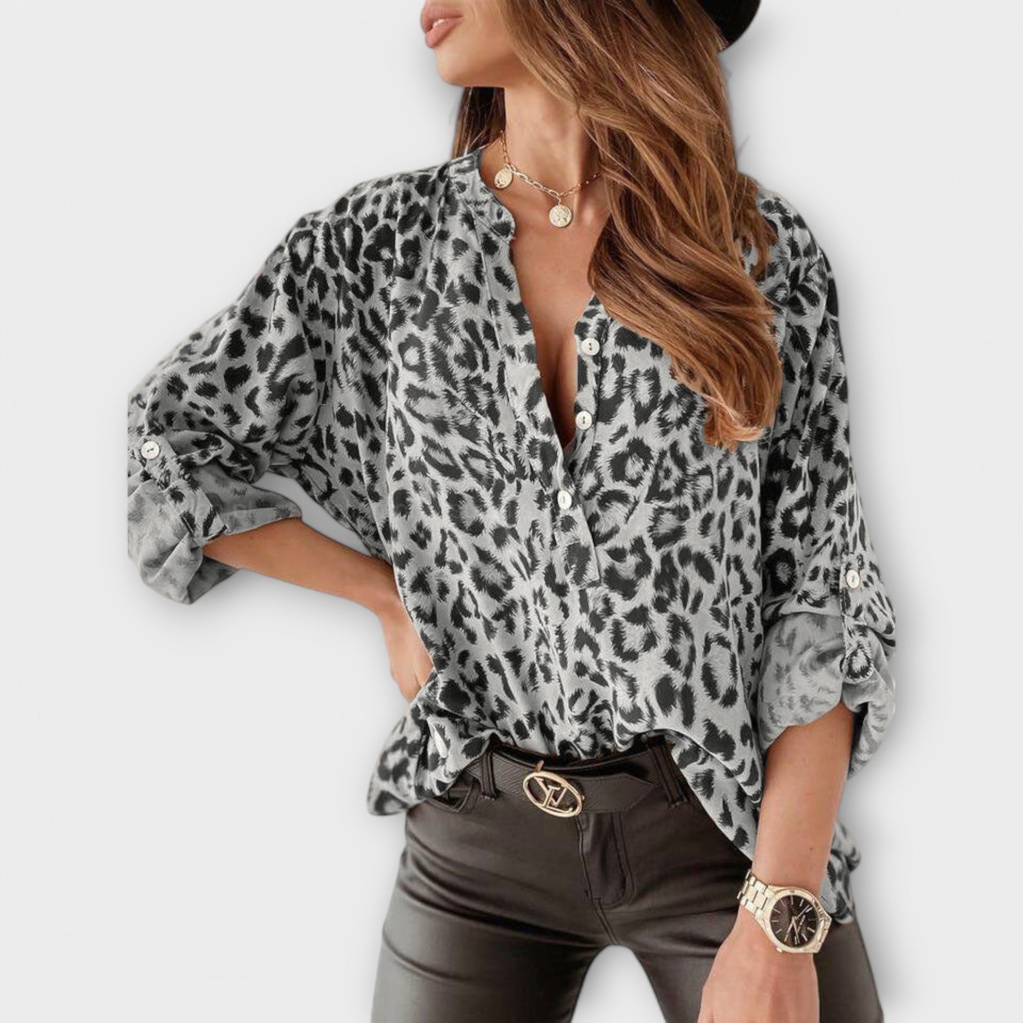 Iara - Blouse moderne imprimé léopard