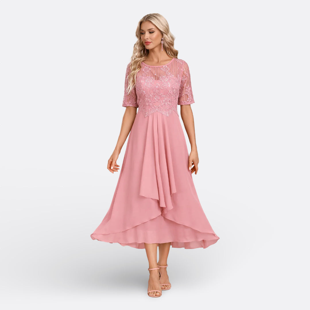 Marianne - Robe en Dentelle à Manches Courtes