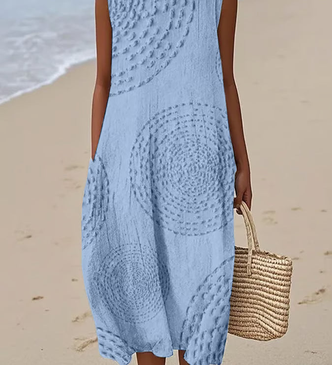 Anne - Robe Maxi Sans Manches Texturée