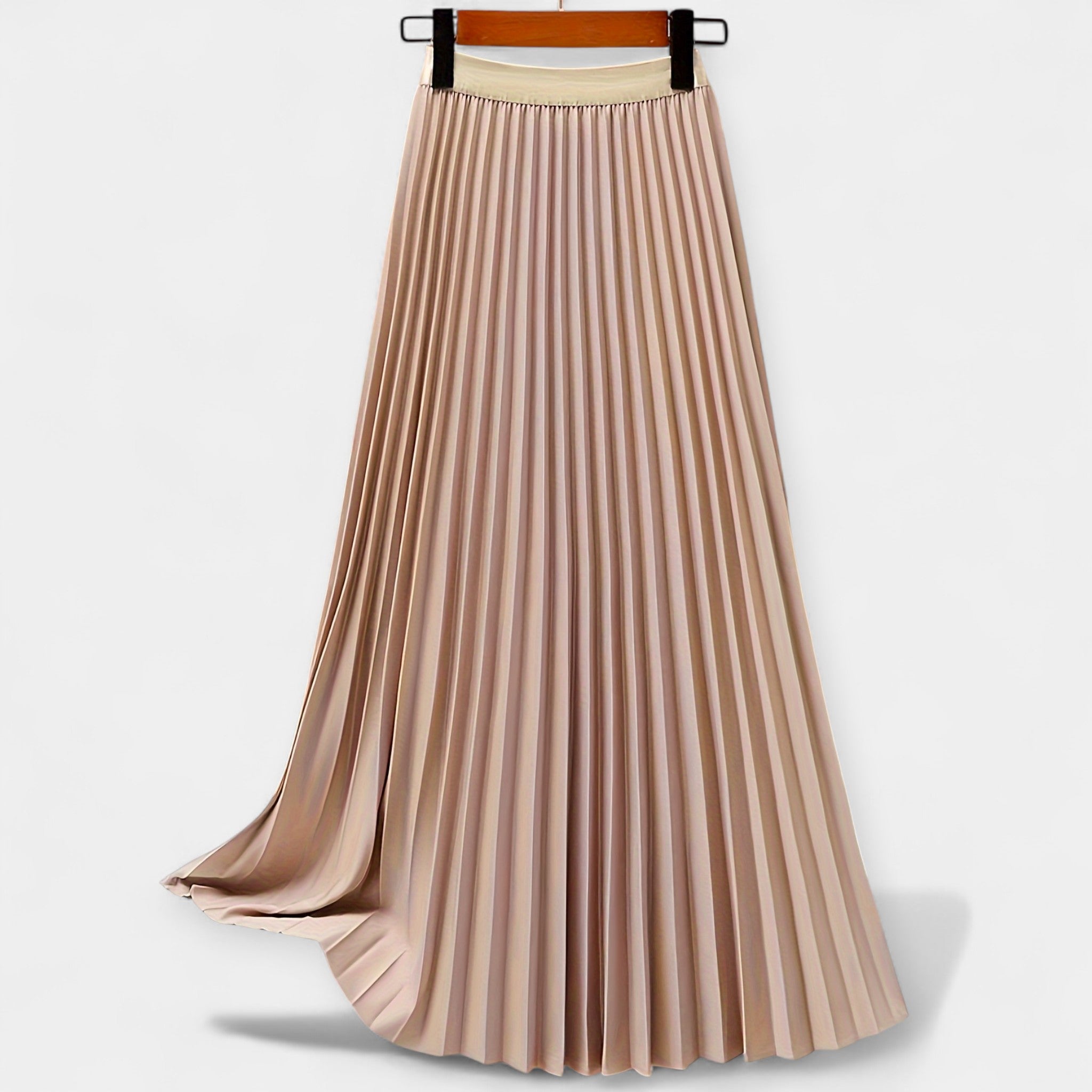 Jupe Longue Plissée en Satin