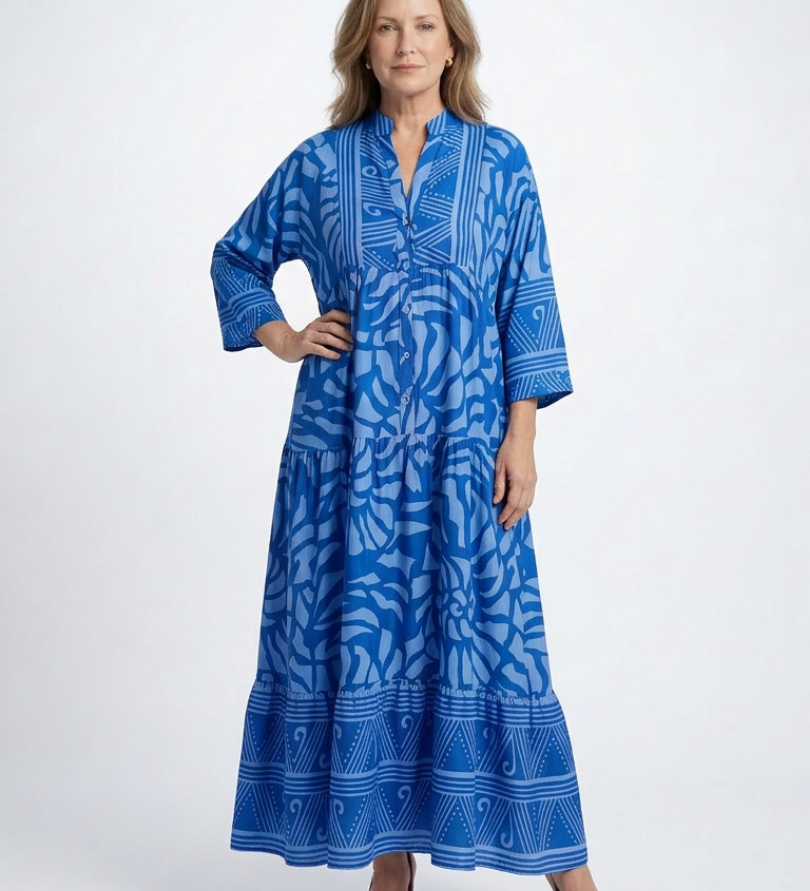 Marielle | Robe Midi à Boutons Élégante